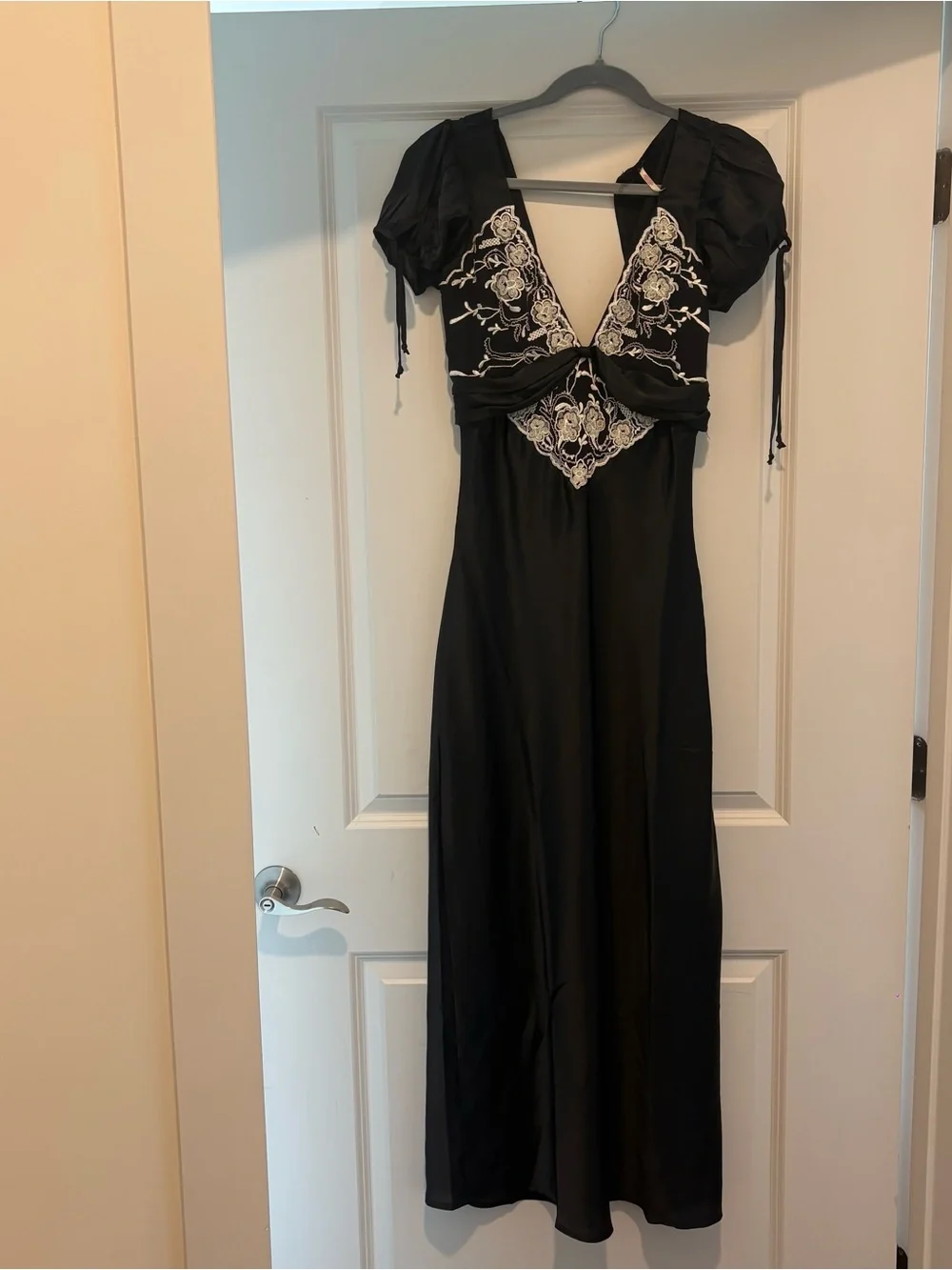 Free People Black Maxi Dress with Ivory Embroidery - Picture 3 of 4